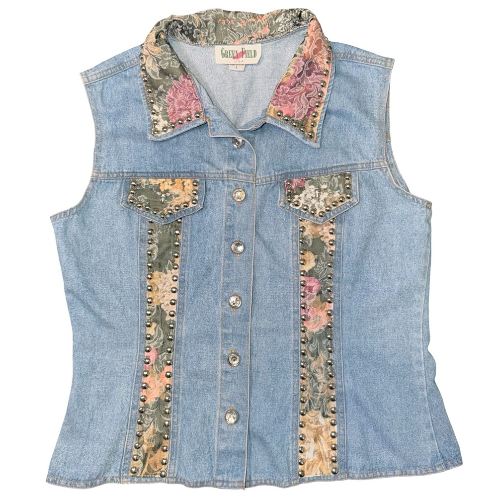 vintage Green Field USA denim vest size‎ L